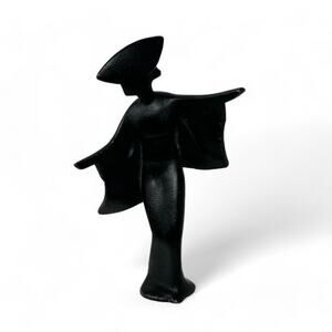 Vintage Cast Iron Geisha Figurine (7" H) MCM Mid Century Modern Statue Decor
